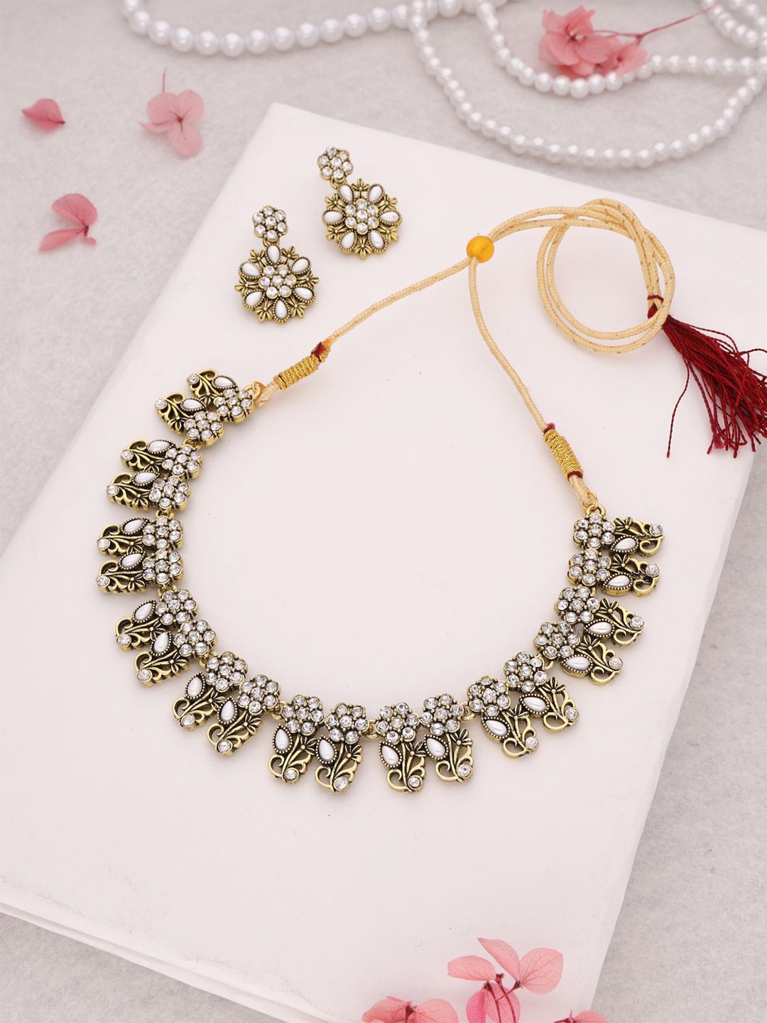 

DIVASTRI Set Of 2 Gold-Plated American Diamond-Studded Jewellery Sets