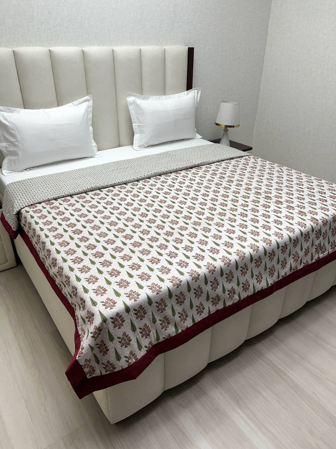 

Pure Decor Maroon & White Floral AC Room Double Bed Dohar