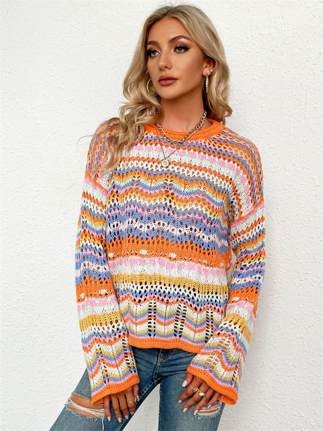 

Oh Rare Women Printed Pullover, Orange