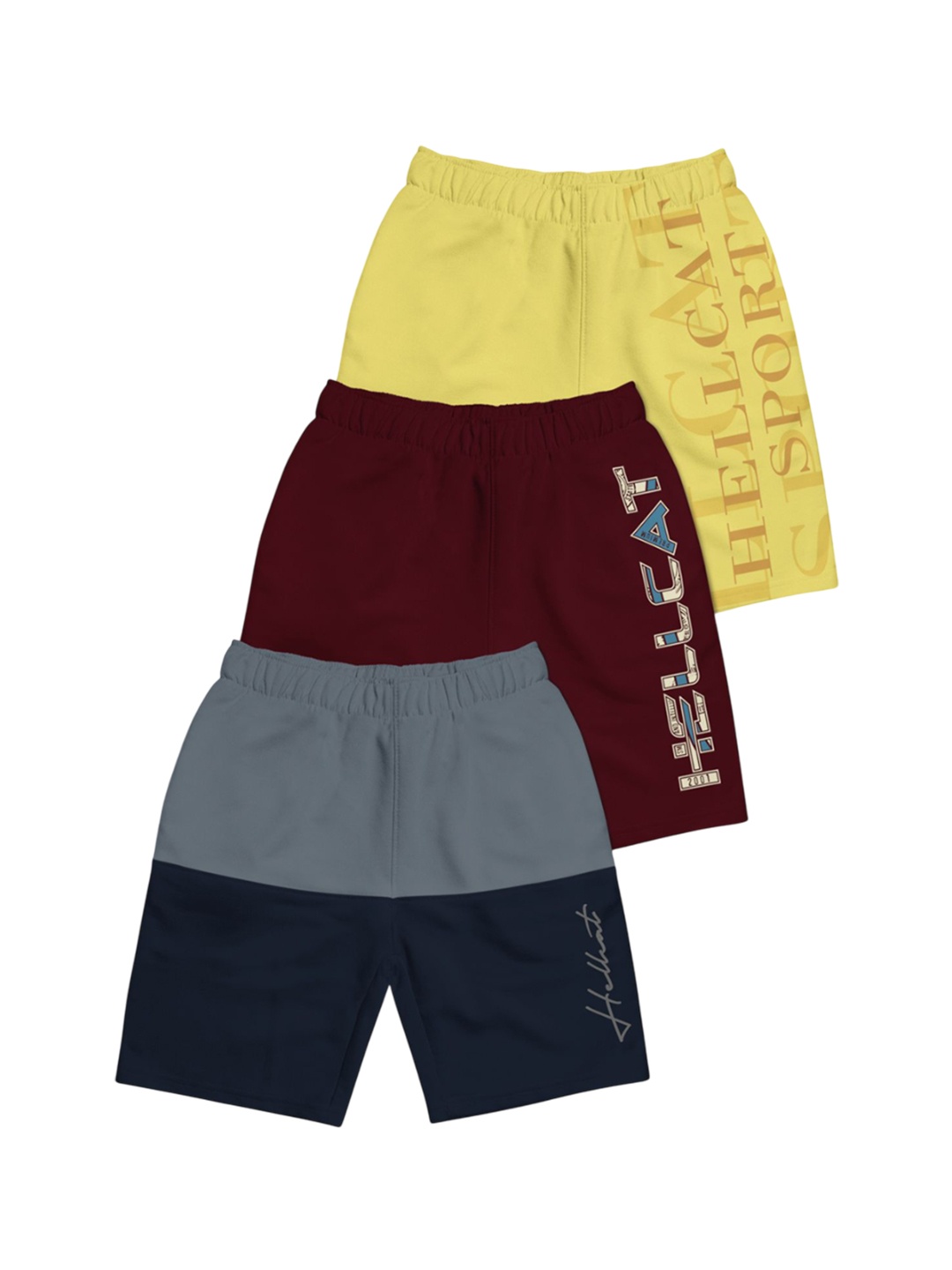 

HELLCAT Boys Typography Printed Shorts, Grey