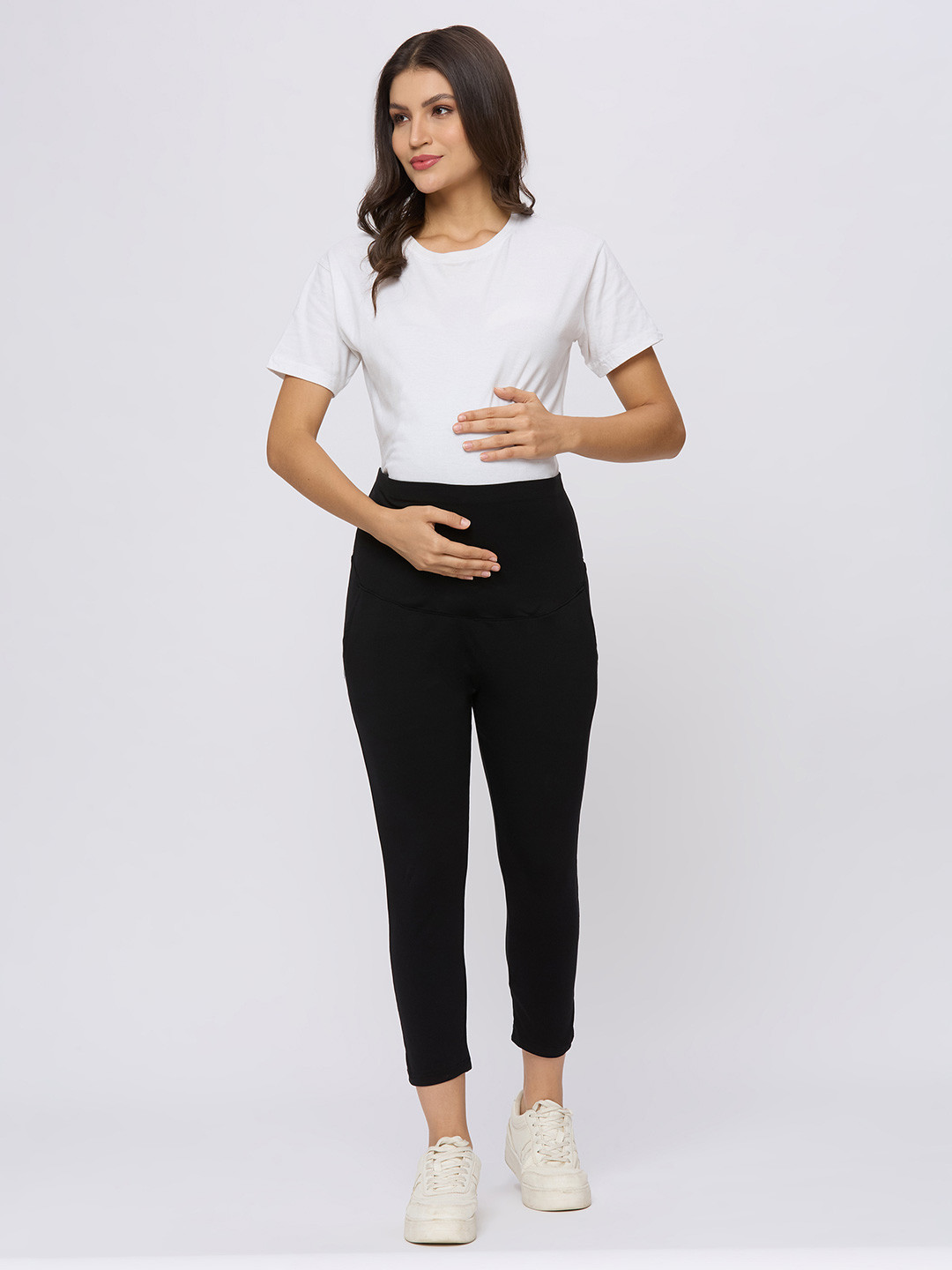 

Evamomies Cotton Ankle Length Maternity Leggings, Black