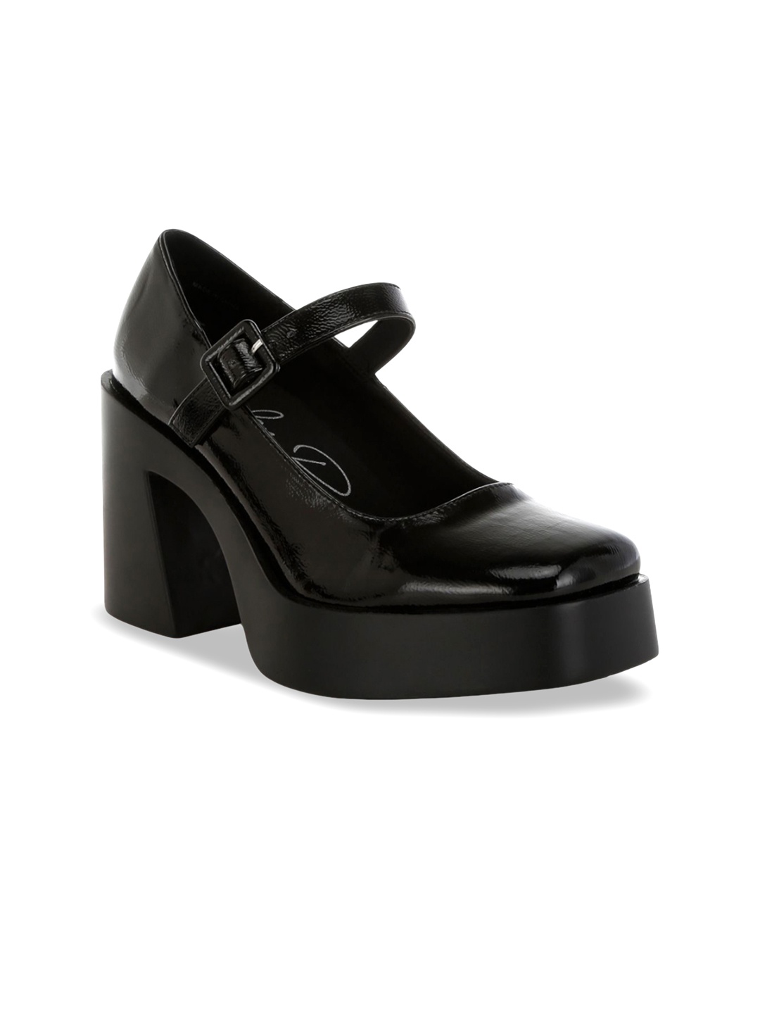 

London Rag Block Pumps with Buckles, Black
