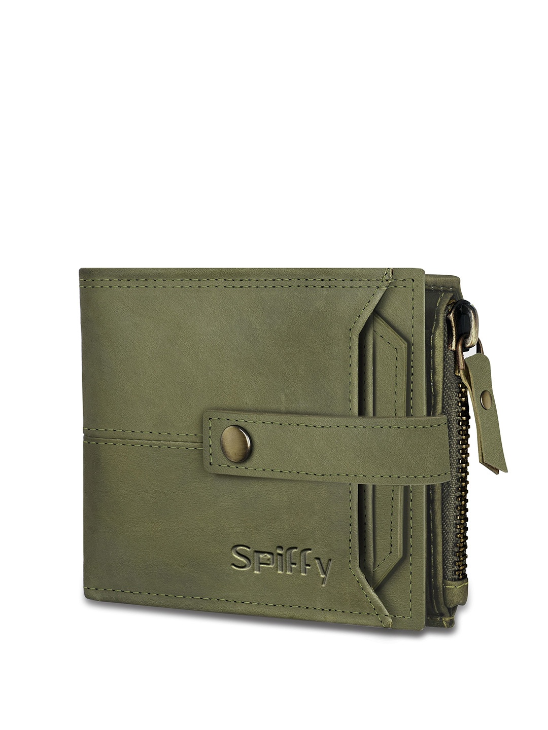 

SPIFFY Men Leather Two Fold Wallet, Green