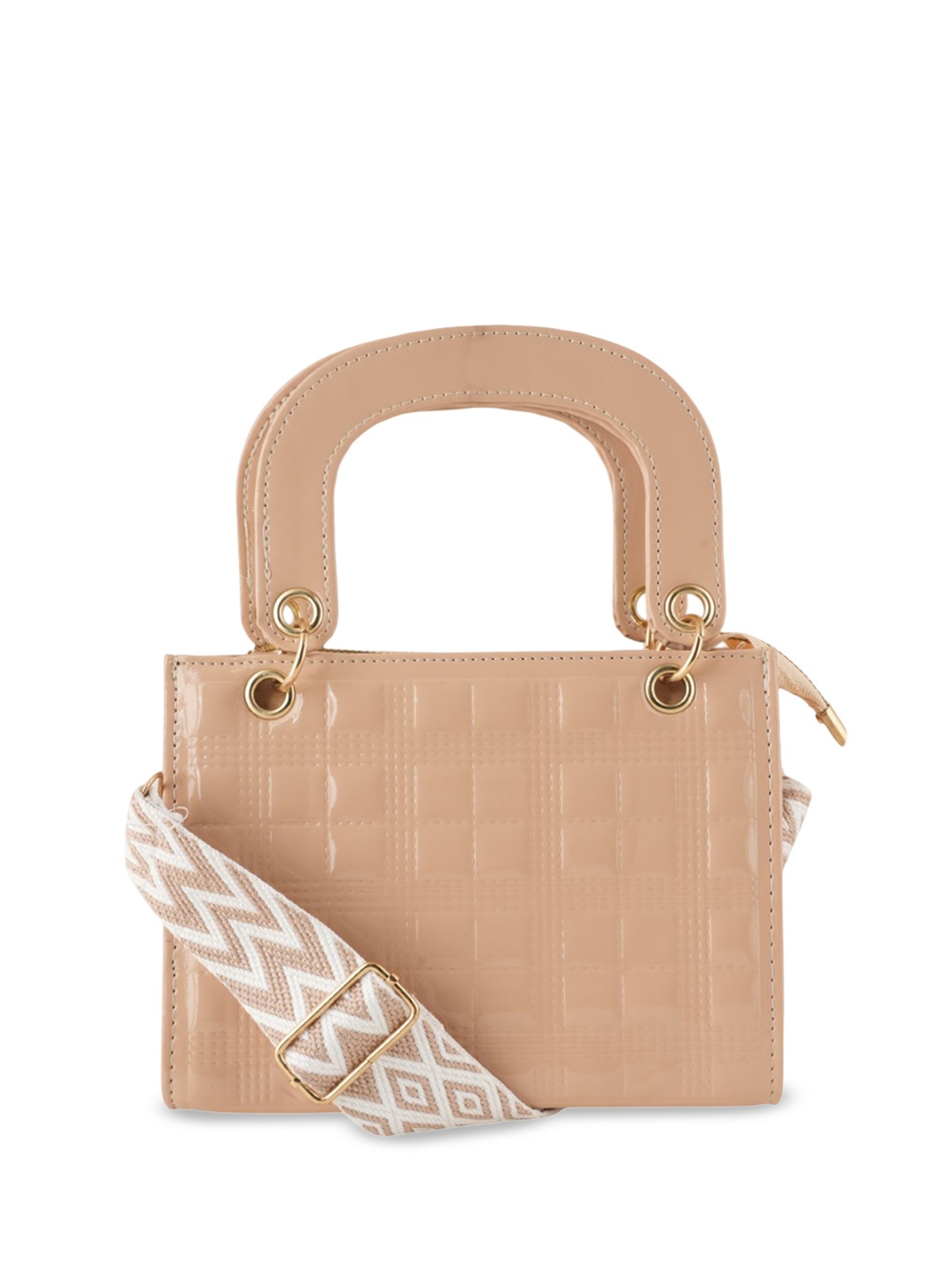 

Flingo Textured PU Structured Handheld Bag, Beige