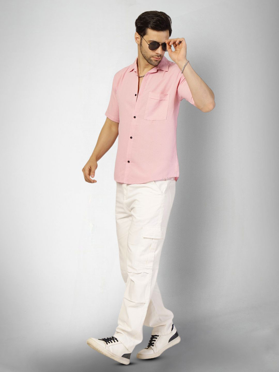 

Moda Rapido Men Original Opaque Casual Shirt, Pink