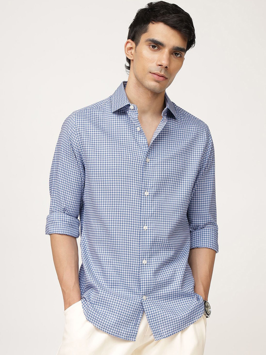 

Andamen Men Premium Opaque Checked Casual Shirt, Blue