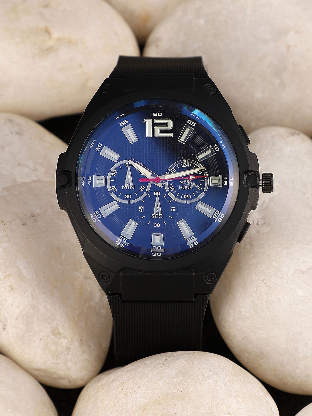 

French Accent Men Printed Dial & Straps Analogue Watch SS25_FAWC1058, Black