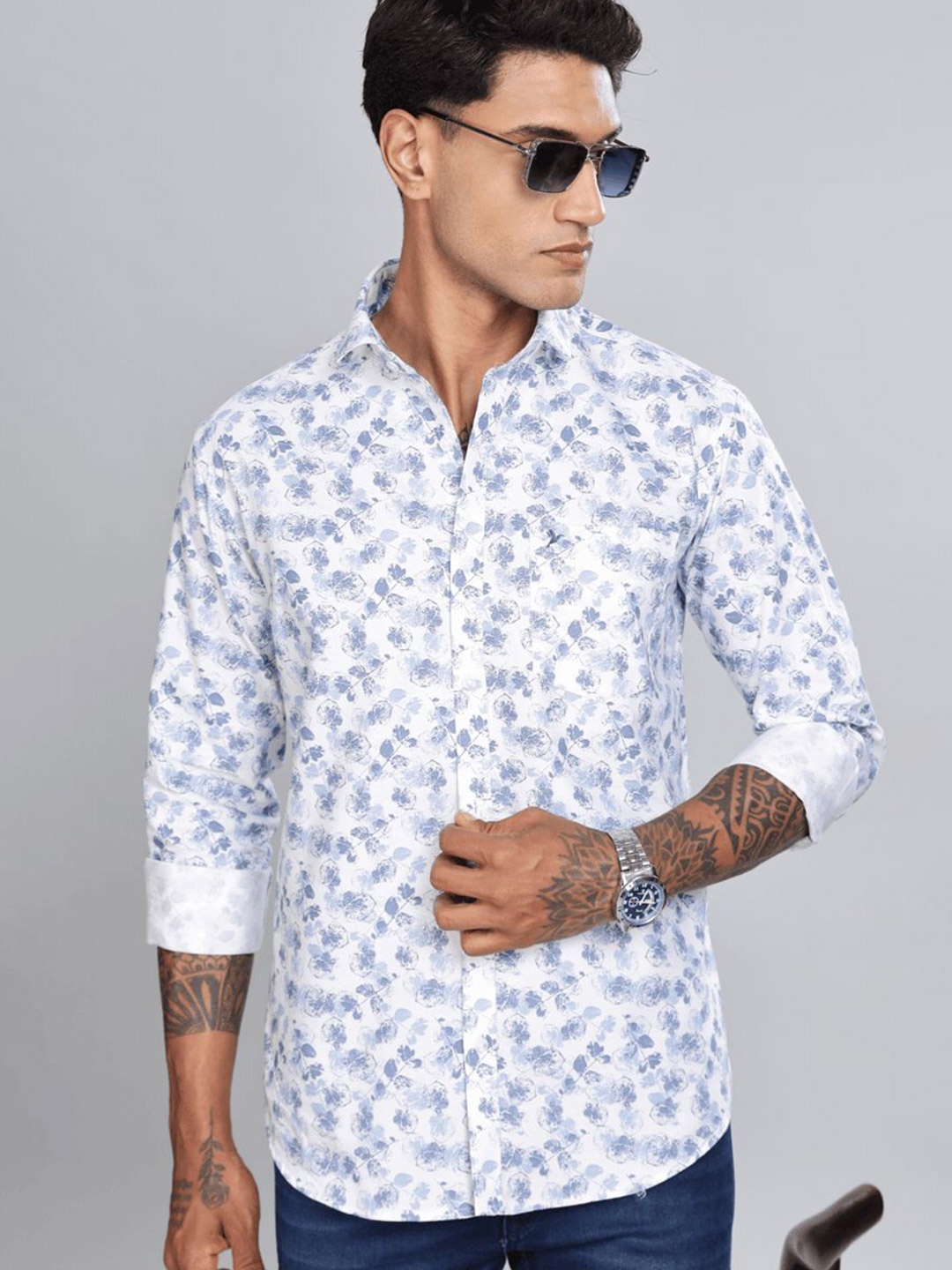 

Blueisland Clothing Men Standard Opaque Printed Formal Shirt, Blue