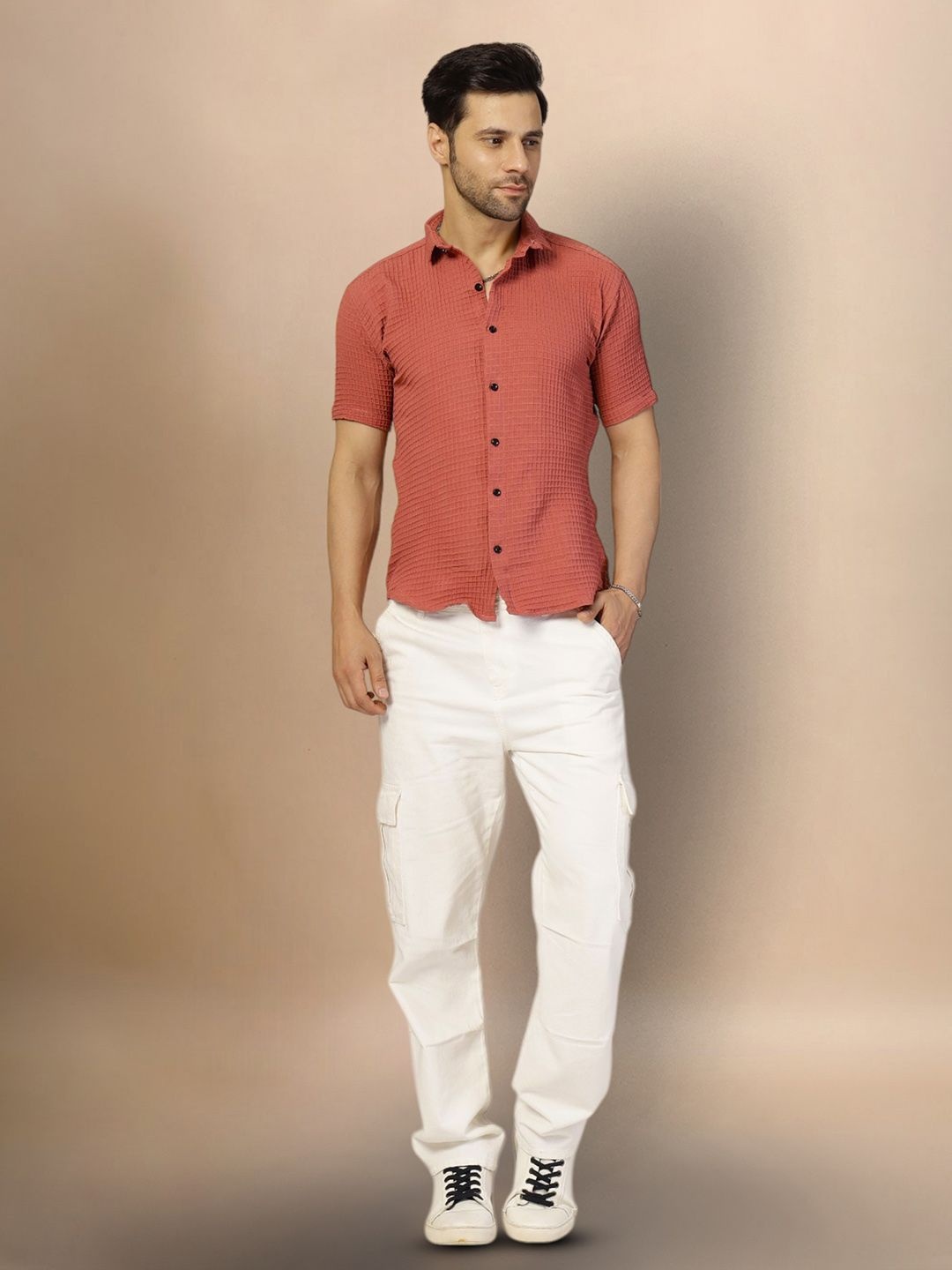 

Moda Rapido Men Original Opaque Casual Shirt, Pink