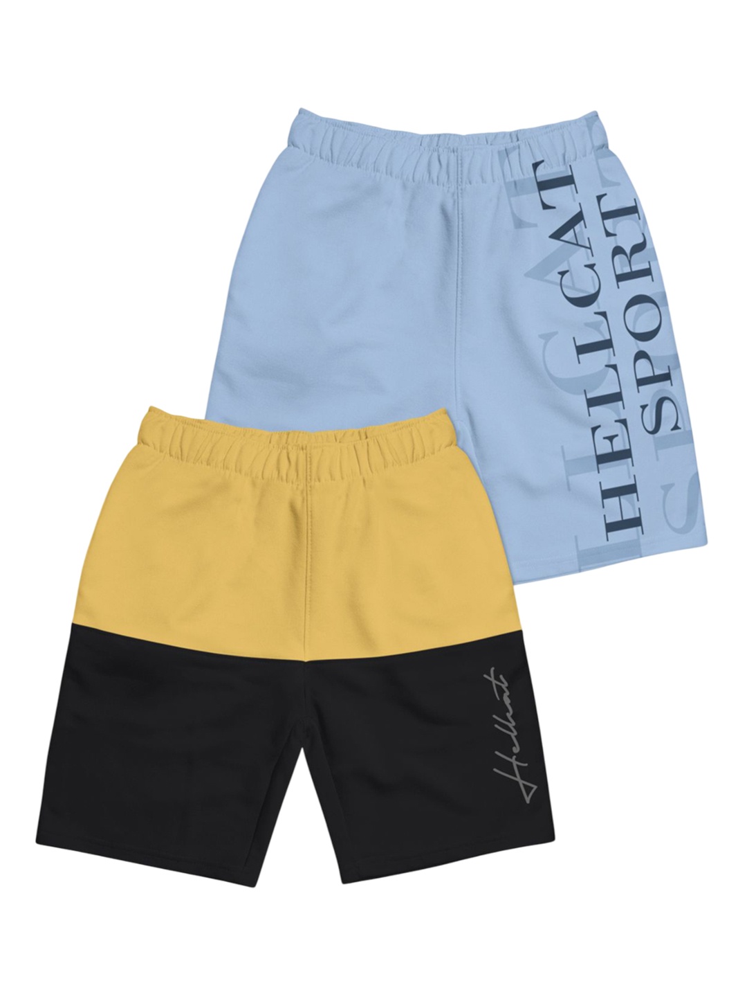

HELLCAT Boys Typography Printed Shorts, Yellow