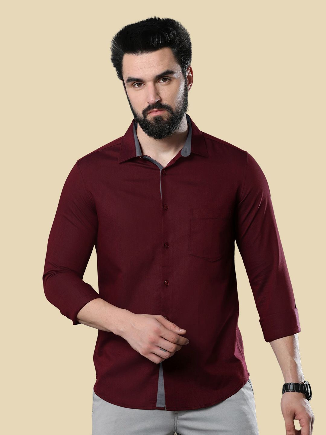 

Moda Rapido Men Standard Opaque Formal Shirt, Maroon