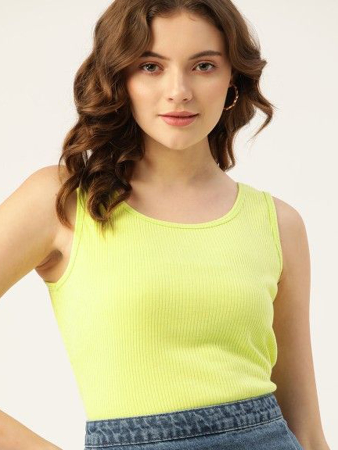 

DressBerry Cotton Styled Back Top, Lime green