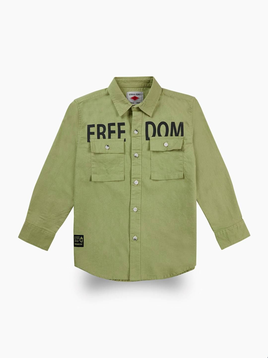 

Gini and Jony Boys Comfort Opaque Printed Casual Shirt, Olive