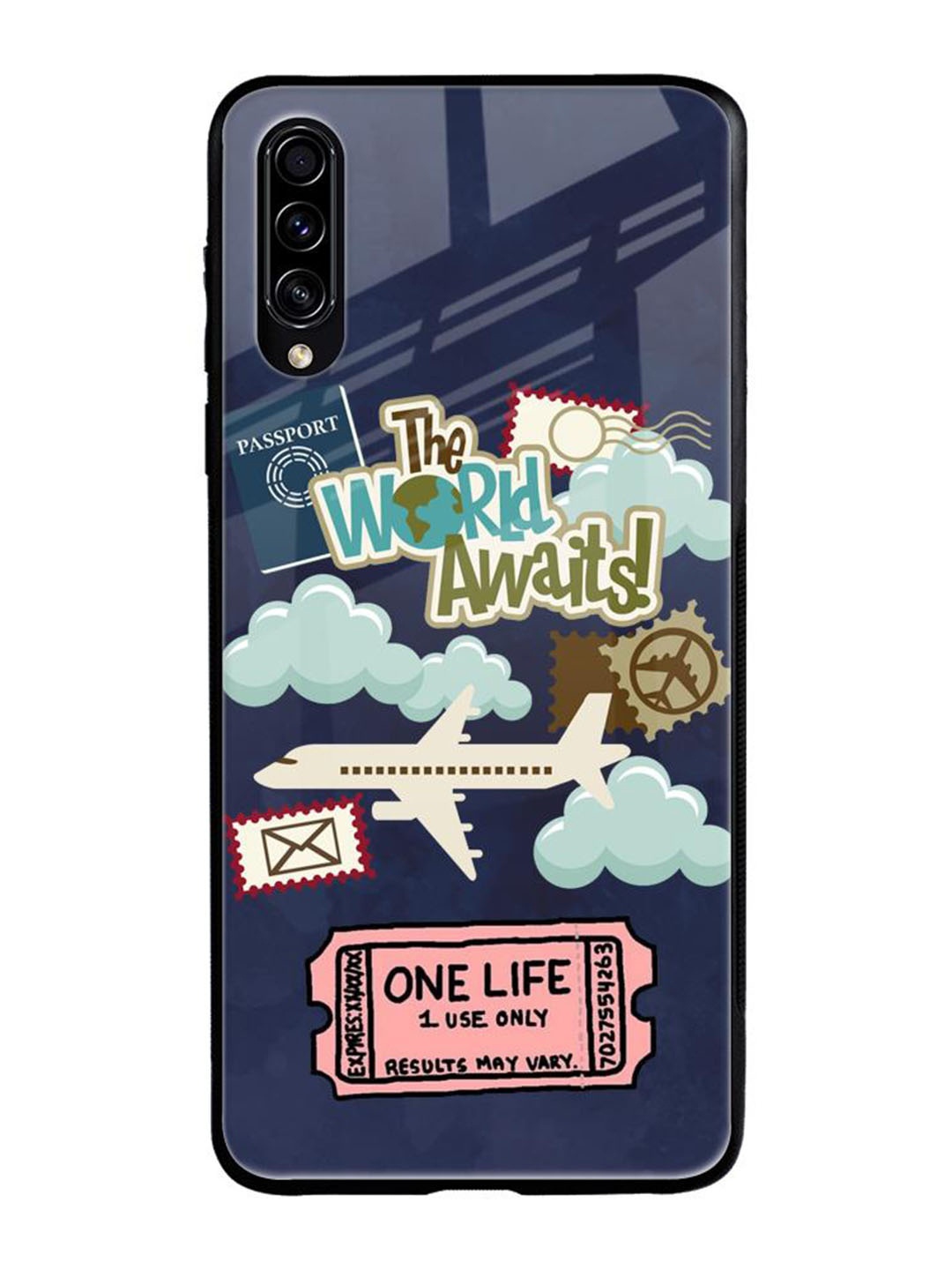 

QRIOH Floral Printed Samsung Galaxy A50s Back Case Mobile Accessories, Navy blue