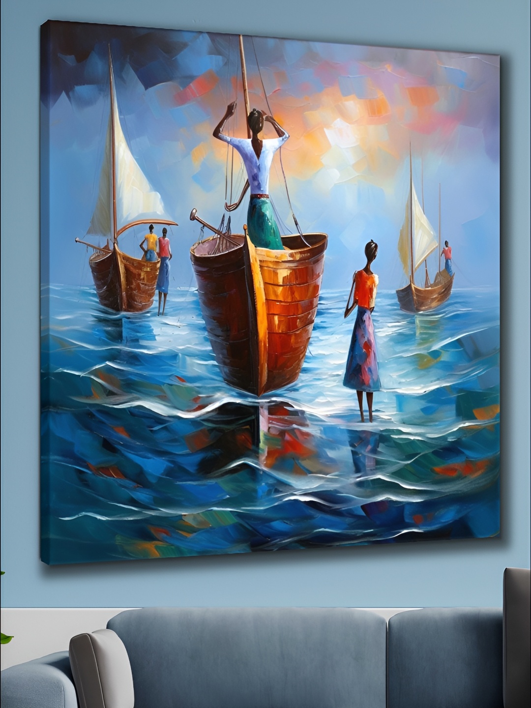 

Myntra Elegant Homes Blue & Brown 1 Piece Canvas Other Wall Paintings