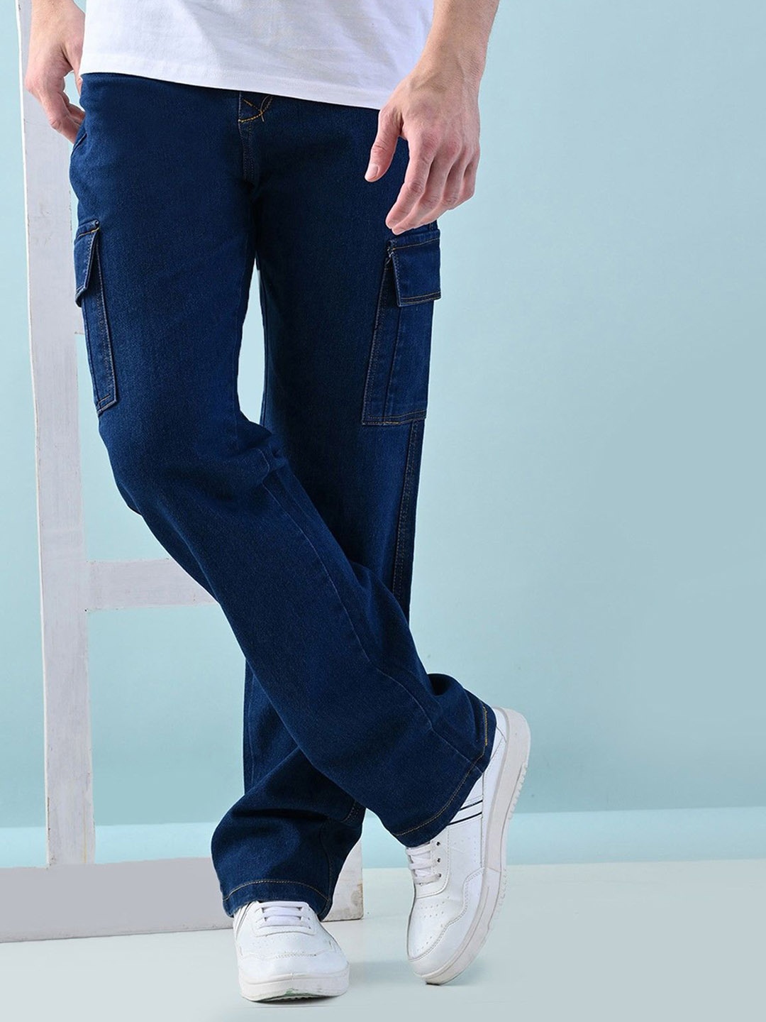 

Moda Rapido Men Classic Low Distress Jeans, Blue