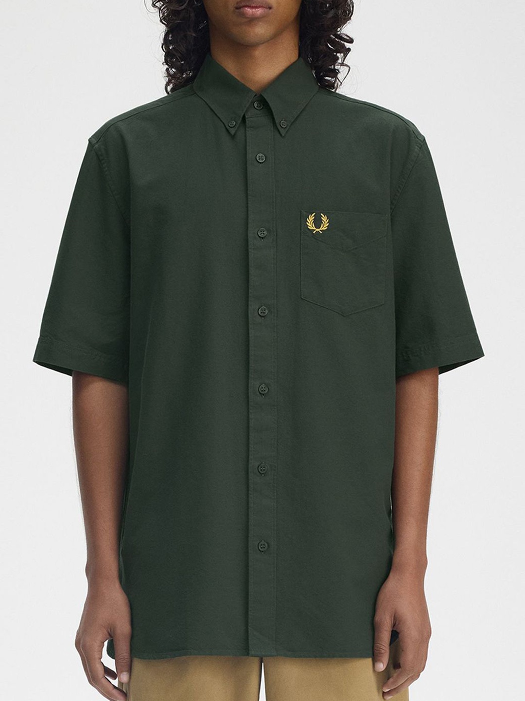 

Fred Perry Men Slim Fit Opaque Casual Shirt, Green