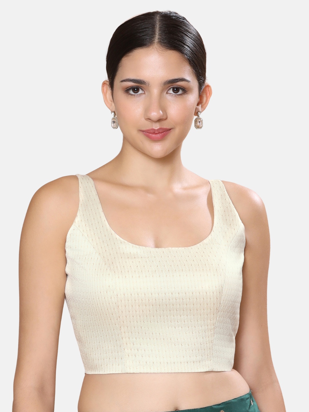 

Studio Shringaar Woven Design Padded Saree Blouse, Off white