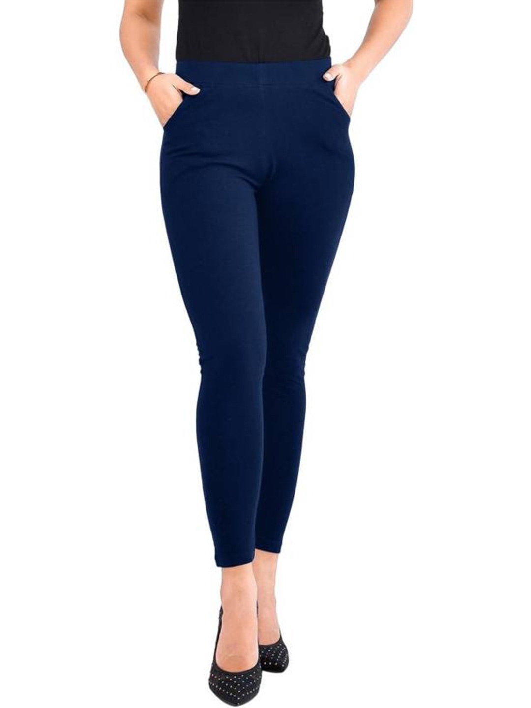 

URBAN KANYA Mid-Rise Ankle-Length Leggings, Navy blue