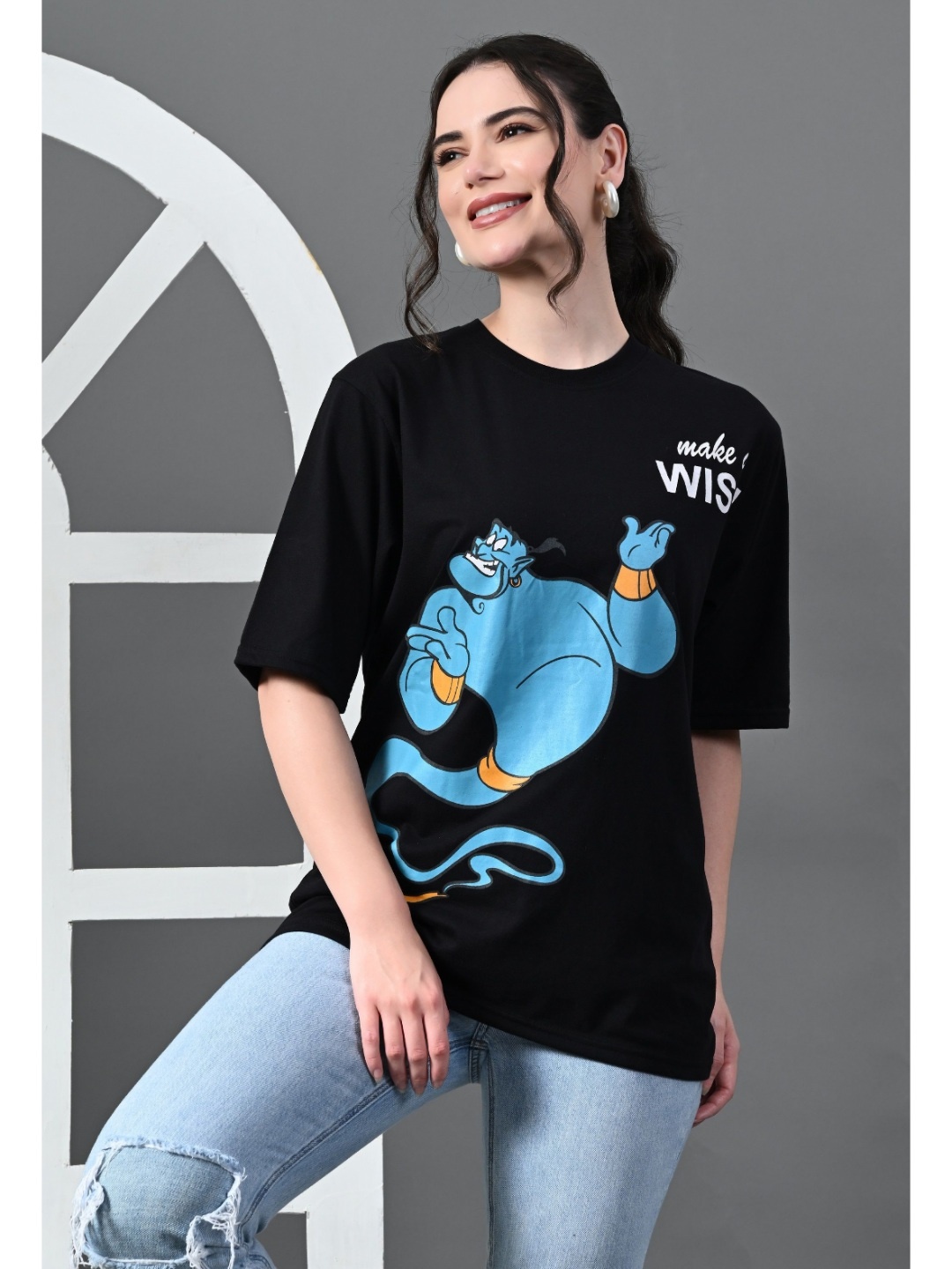 

CORSICA Women Printed Drop-Shoulder Sleeves Bio Finish T-shirt, Black