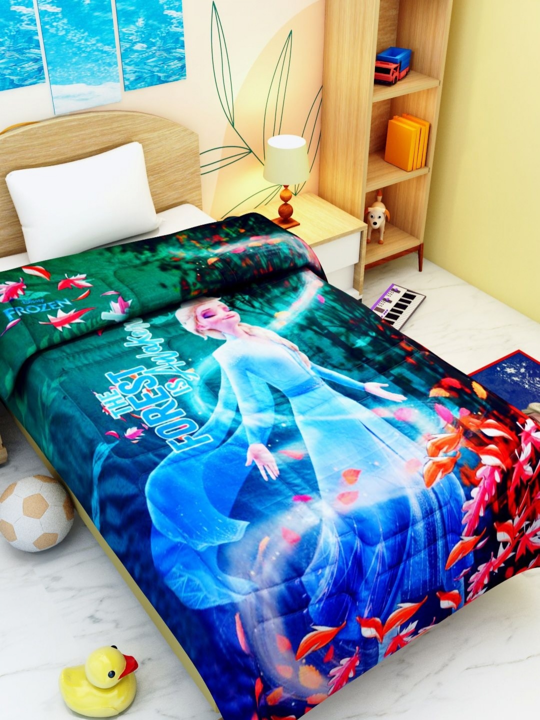 

Disney Green & Blue Cartoon Characters 300 GSM Single Bed Blanket