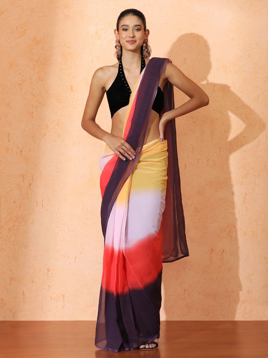 

Jaipur Kurti Ombre Pure Georgette Ready to Wear Saree, Yellow