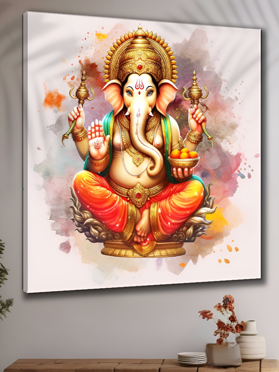 

Myntra Elegant Homes White & Gold-Toned 1 Piece Canvas Religious Wall Paintings