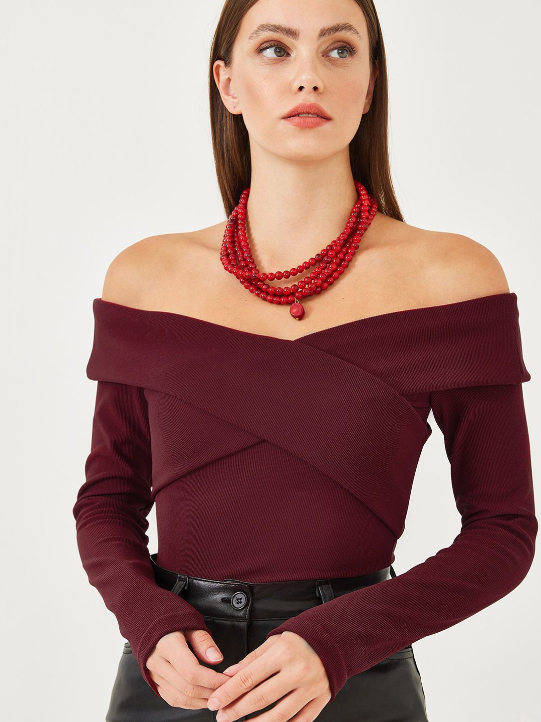 

BIANCO LUCCI Off-Shoulder Bardot Top, Na