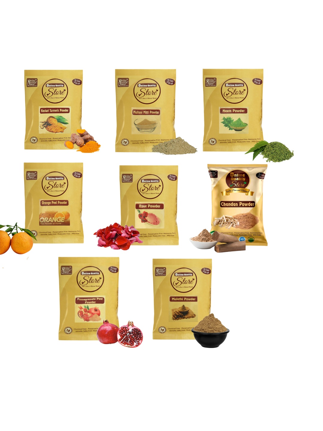 

Online Quality Store Set Of 8 Powder For Hair & Skin - 50 g Each, Beige