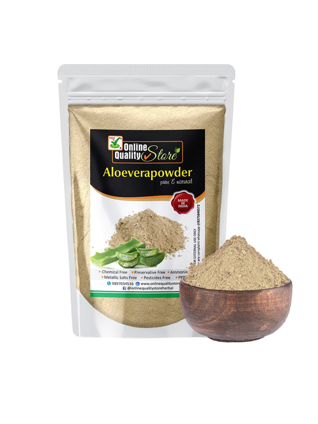 

Online Quality Store Pure & Natural Aloevera Powder For Hair & Skin - 250 g, Green