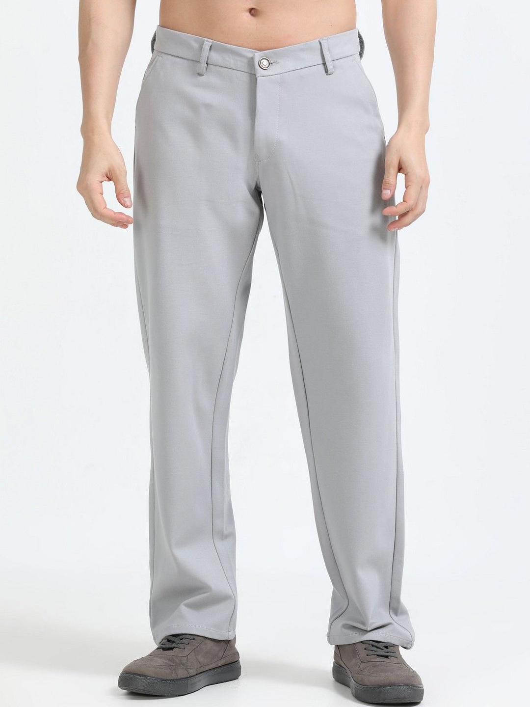 

THE BEETEL HOUSE Men Relaxed Tencil Leisure Regular Trousers, Grey