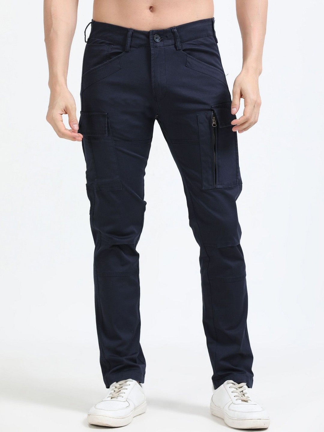 

THE BEETEL HOUSE Men Relaxed Heavy Utility Cargos Trousers, Navy blue