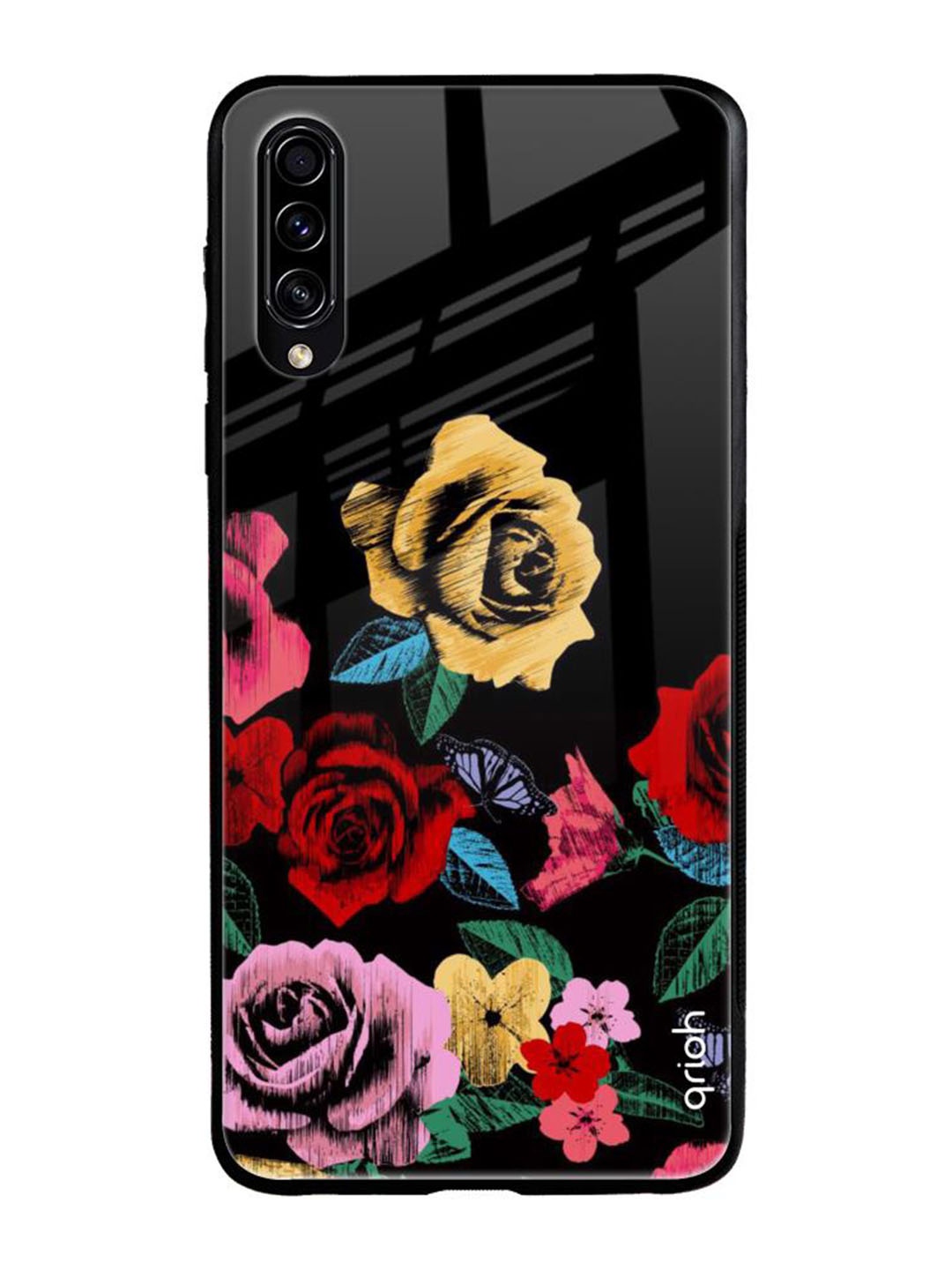 

QRIOH Floral Printed Samsung Galaxy A50s Back Case Mobile Accessories, Black