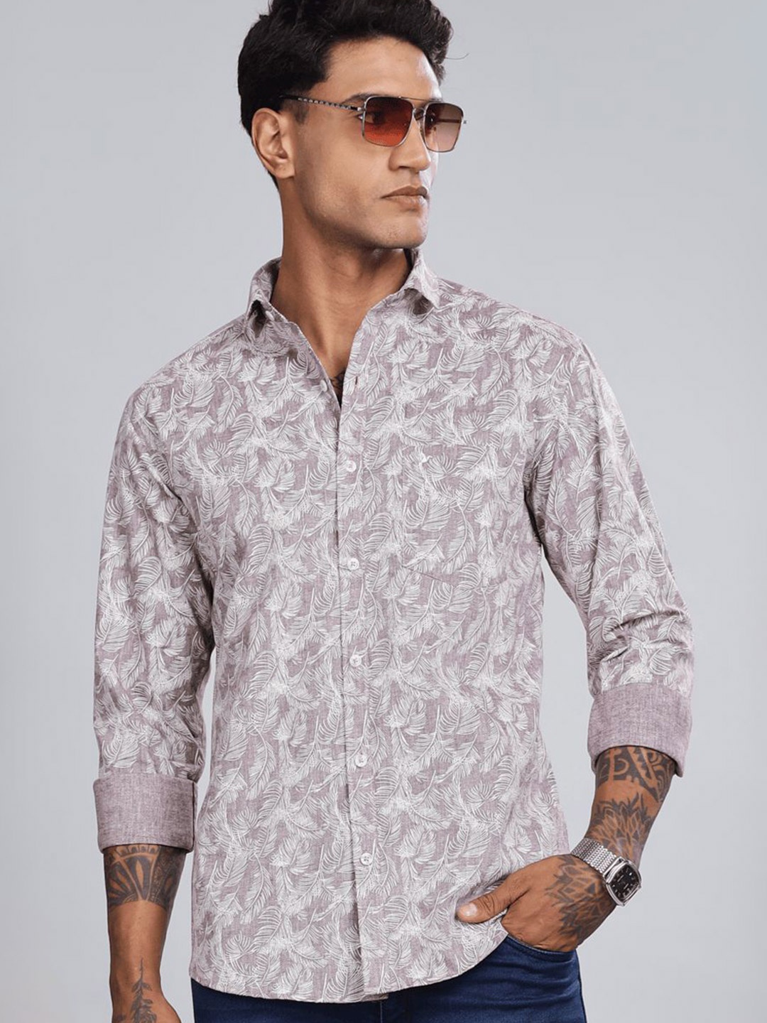 

Blueisland Clothing Men Standard Opaque Printed Formal Shirt, Pink