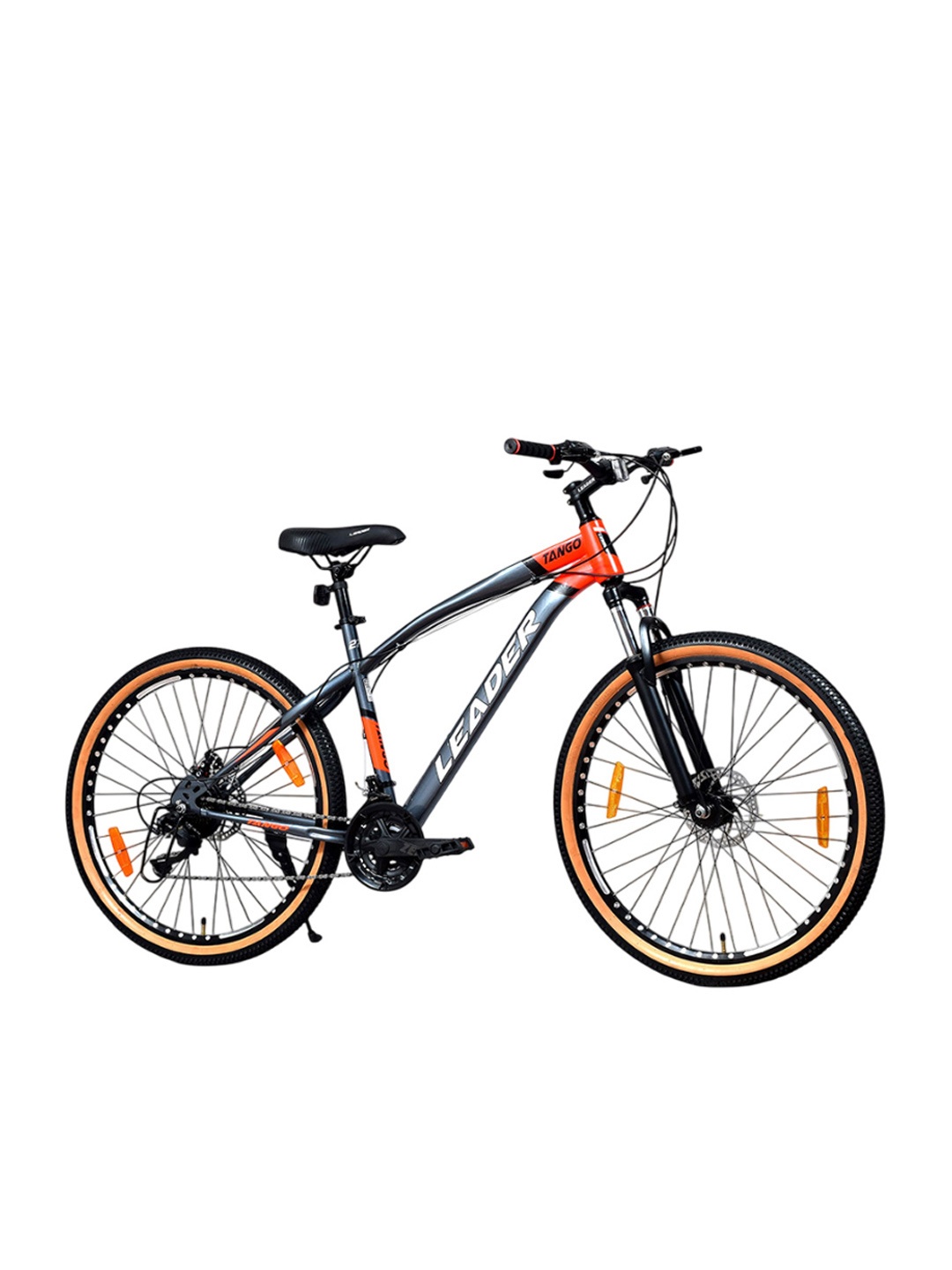 

LEADER Tango 26T Premium Dual Disc Brakes & Gum Wall Tyres MTB Bike, Grey