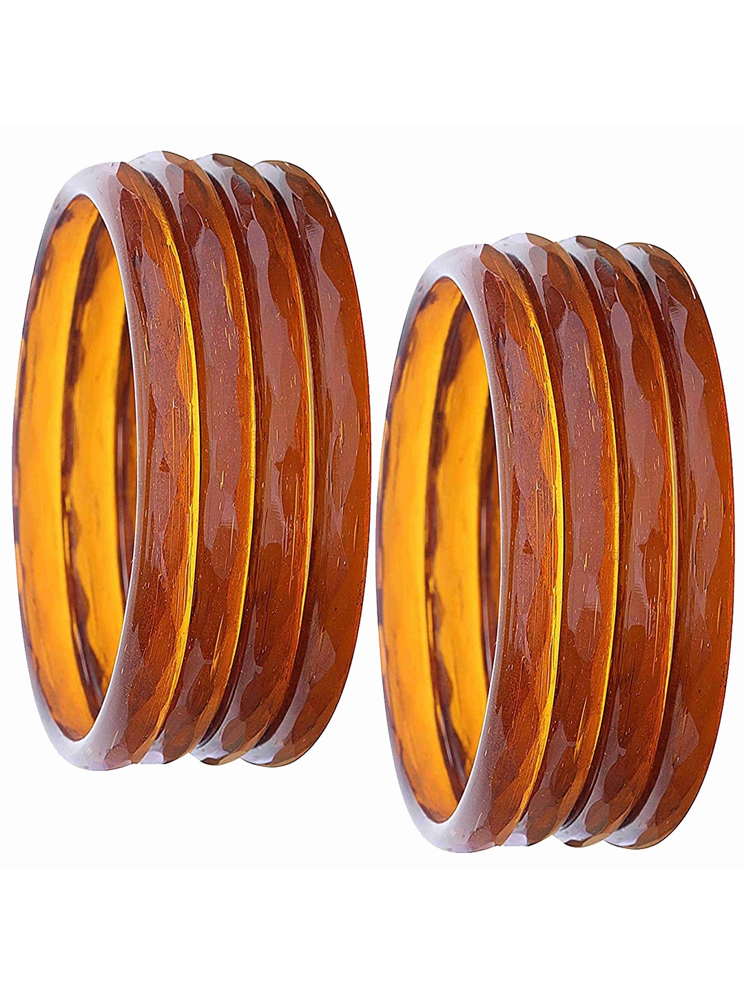 

ZULKA Set Of 8 Diamond Cut Glossy Finished Bangles, Brown