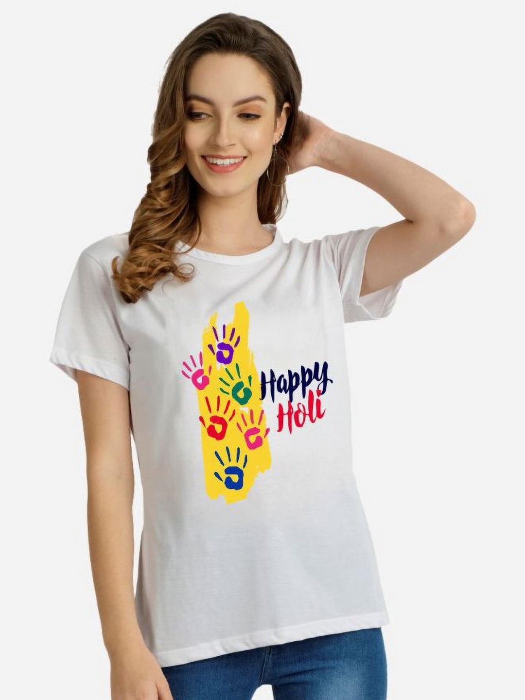 

Moda Rapido Women Holi Printed Tshirt, White