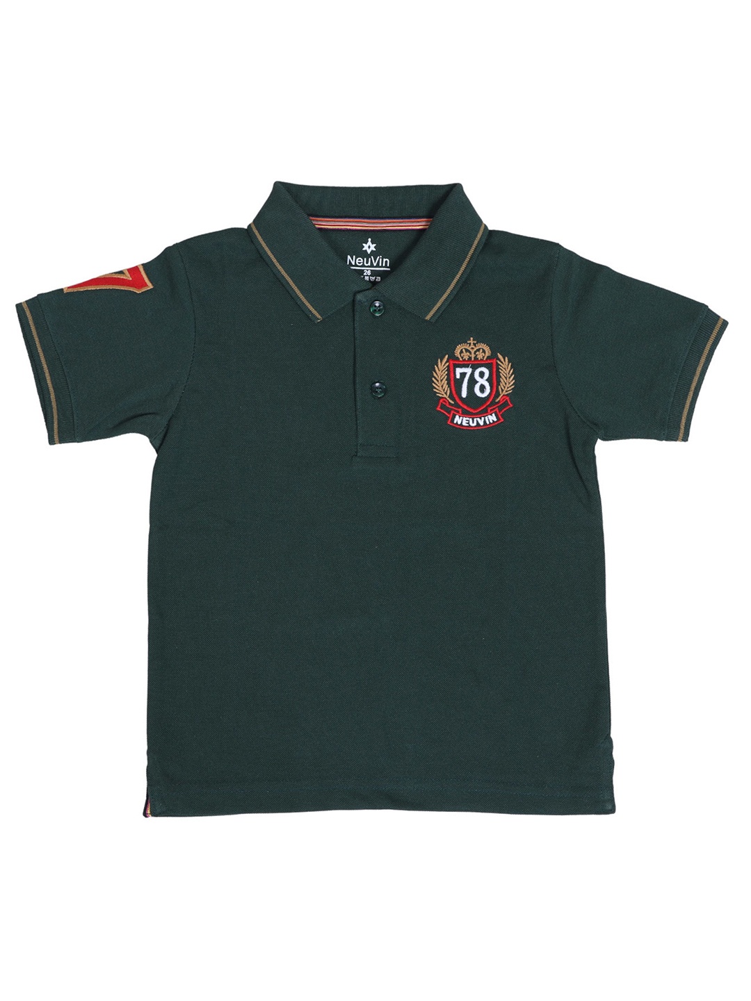 

NeuVin Boys Polo Collar Applique T-shirt, Olive