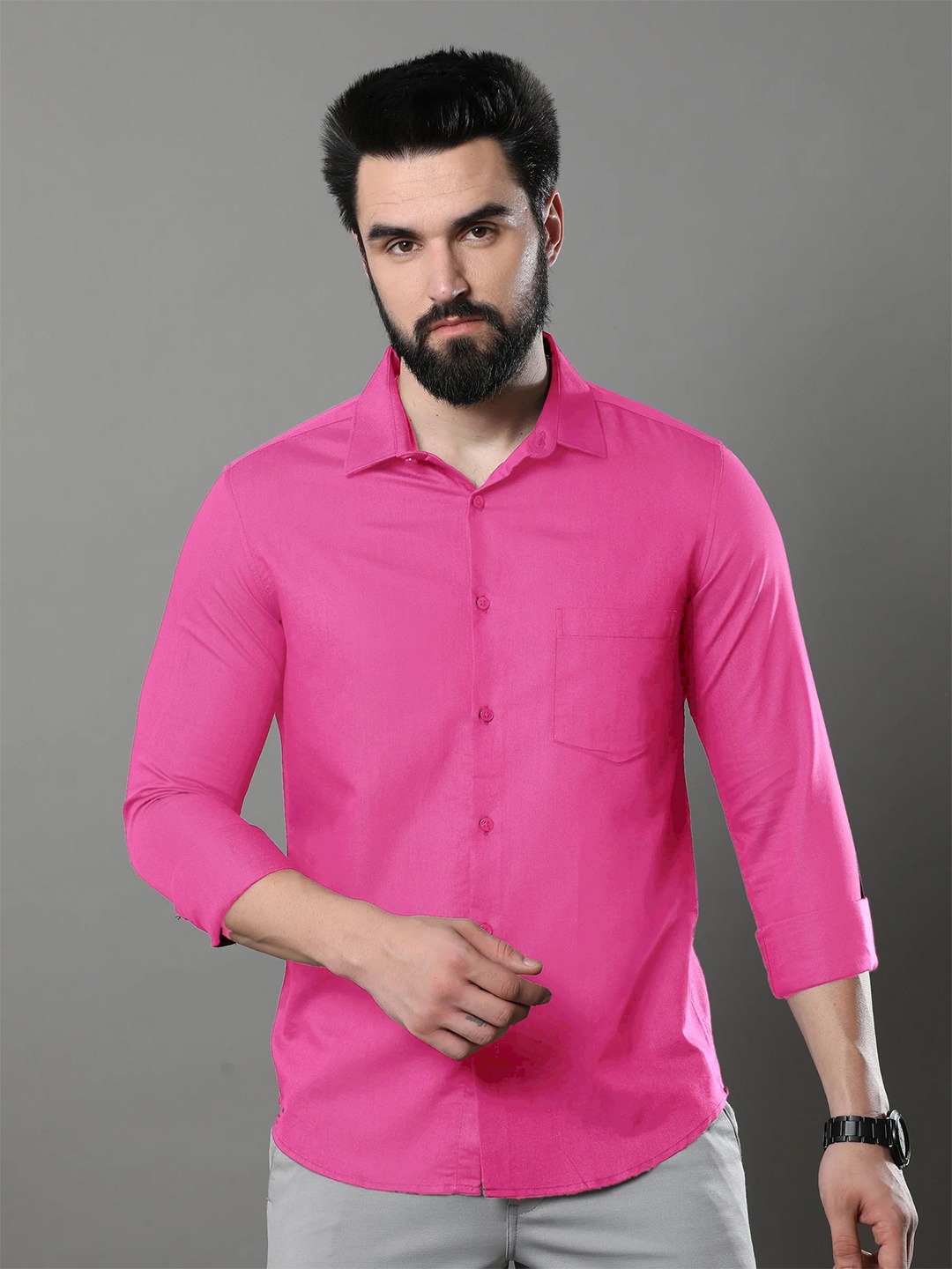 

Moda Rapido Men Standard Opaque Formal Shirt, Pink