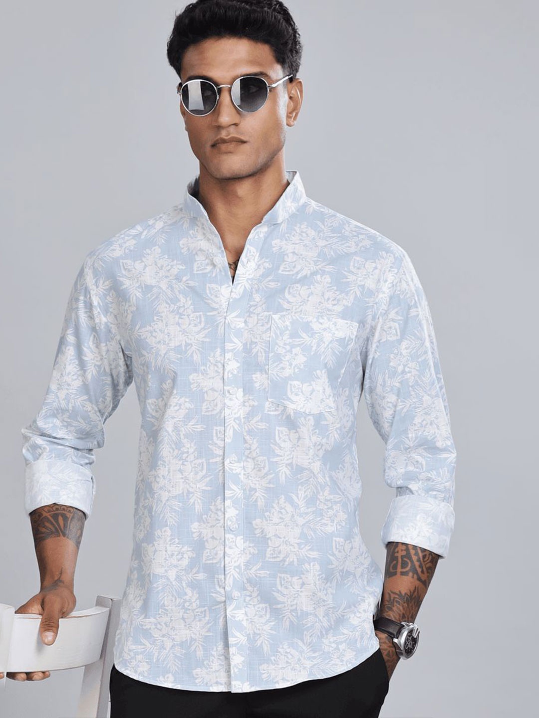 

Blueisland Clothing Men Standard Opaque Printed Formal Shirt, Blue