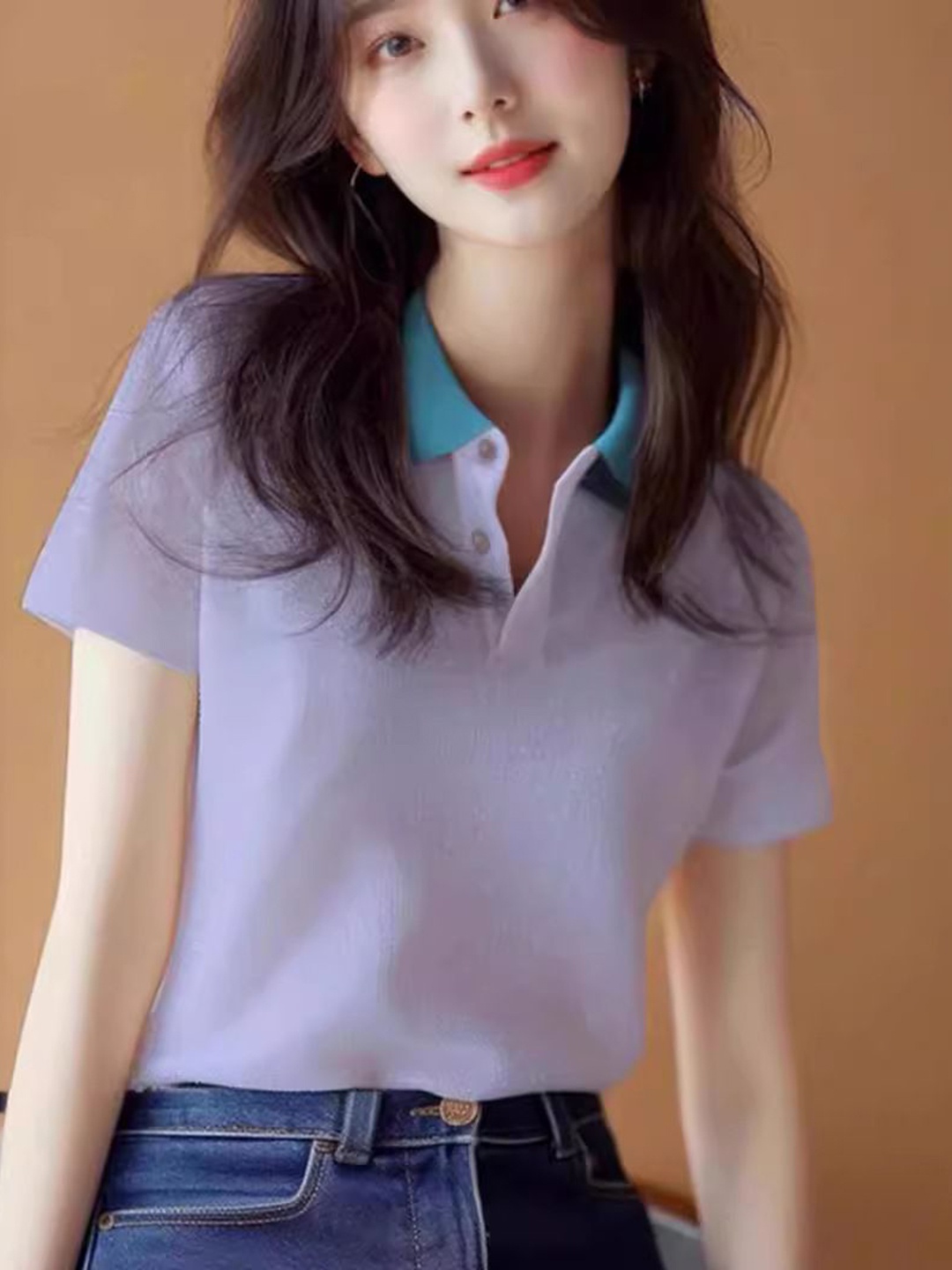 

StyleCast Women Polo Collar T-shirt, Purple