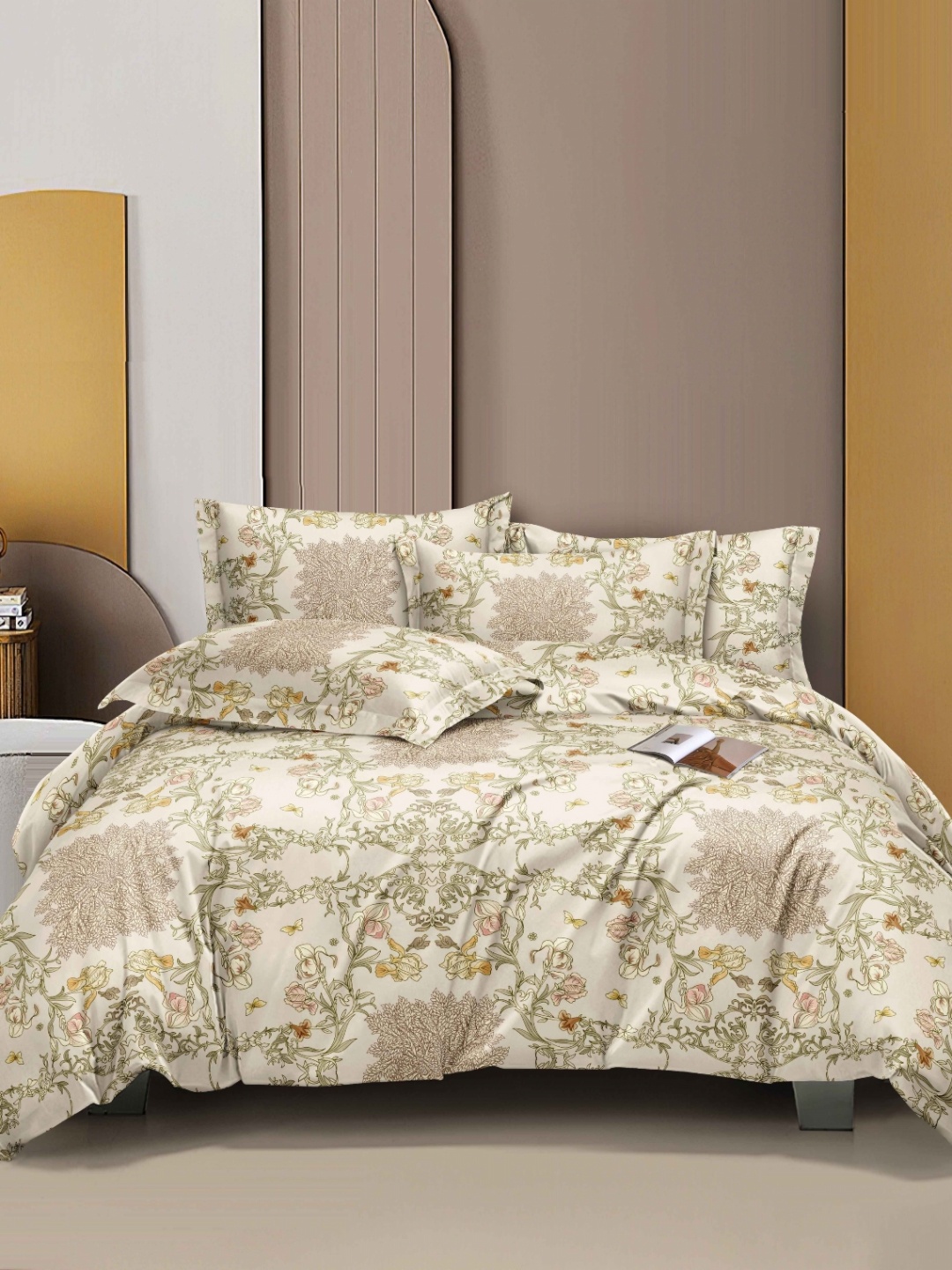 

Ariana Yellow & Green Floral 140 TC Queen Bedsheet with 2 Pillow Covers