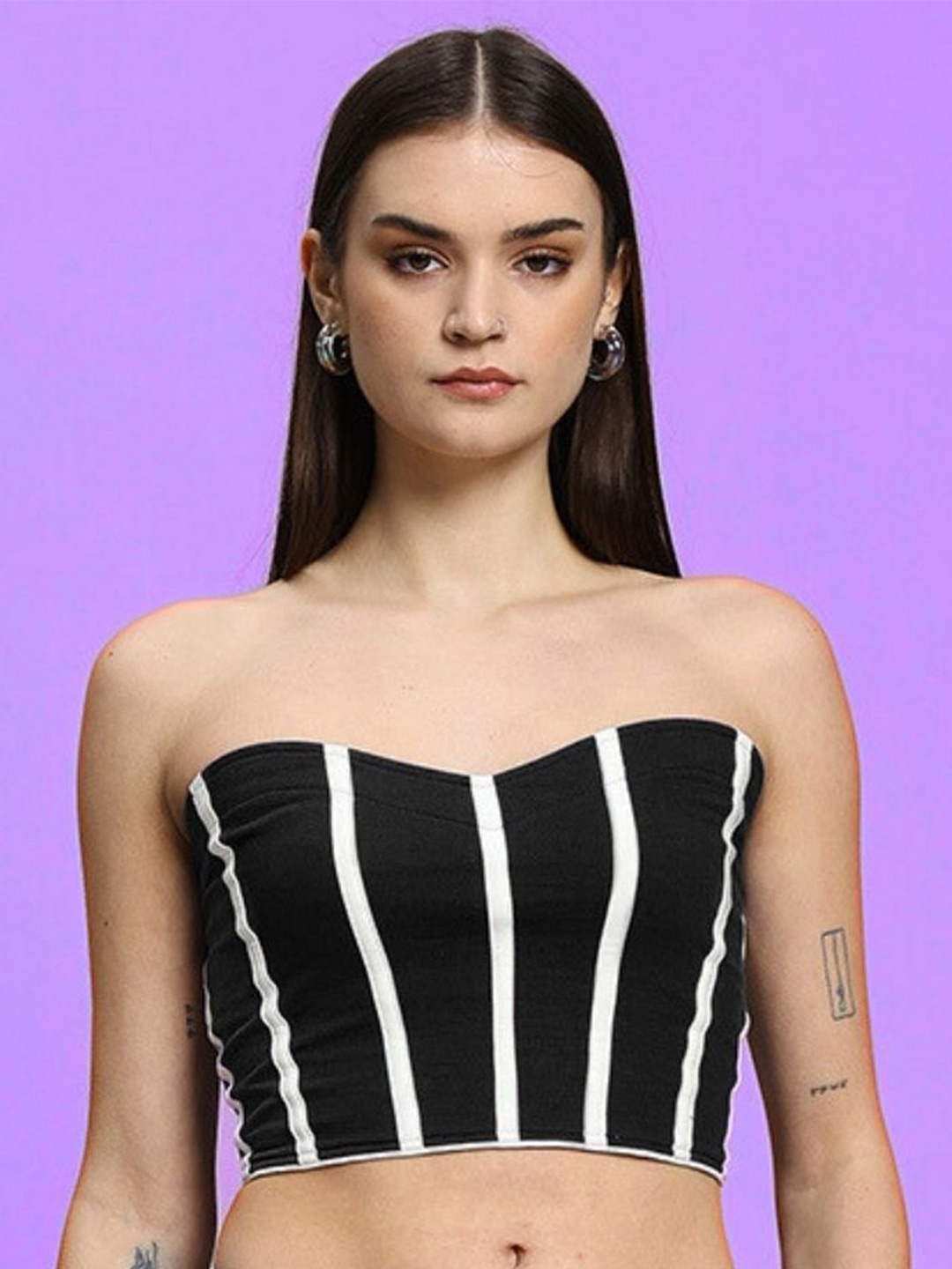 

WEARDUDS Striped Cotton Tube Top, Black