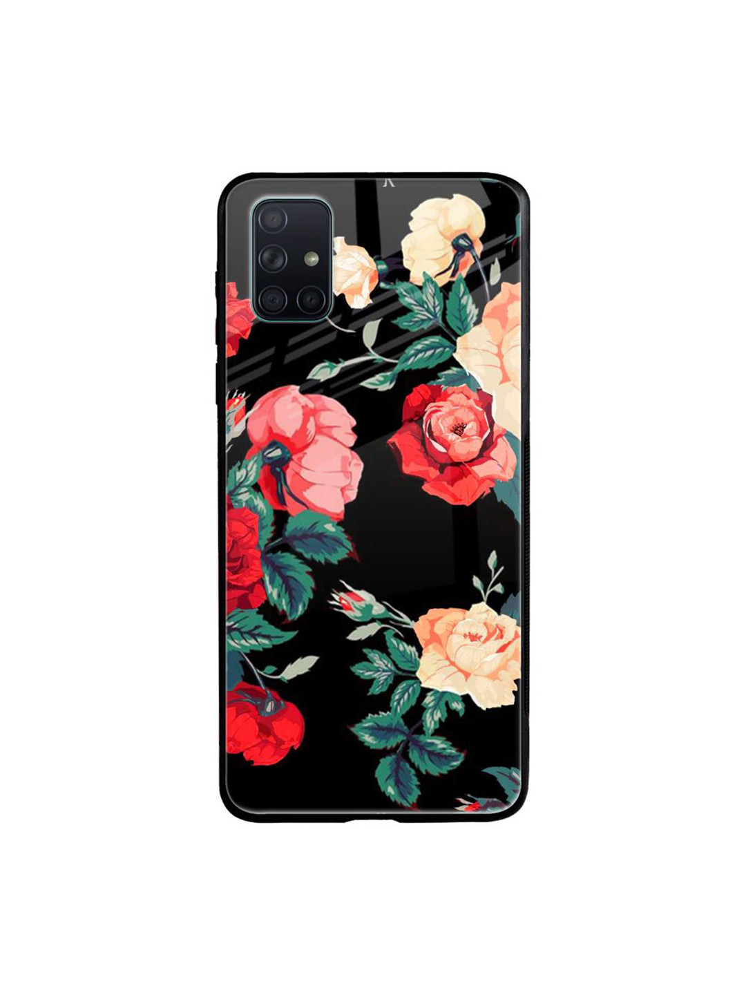 

QRIOH Floral Printed Samsung Galaxy A51 Back Case Mobile Accessories, Black