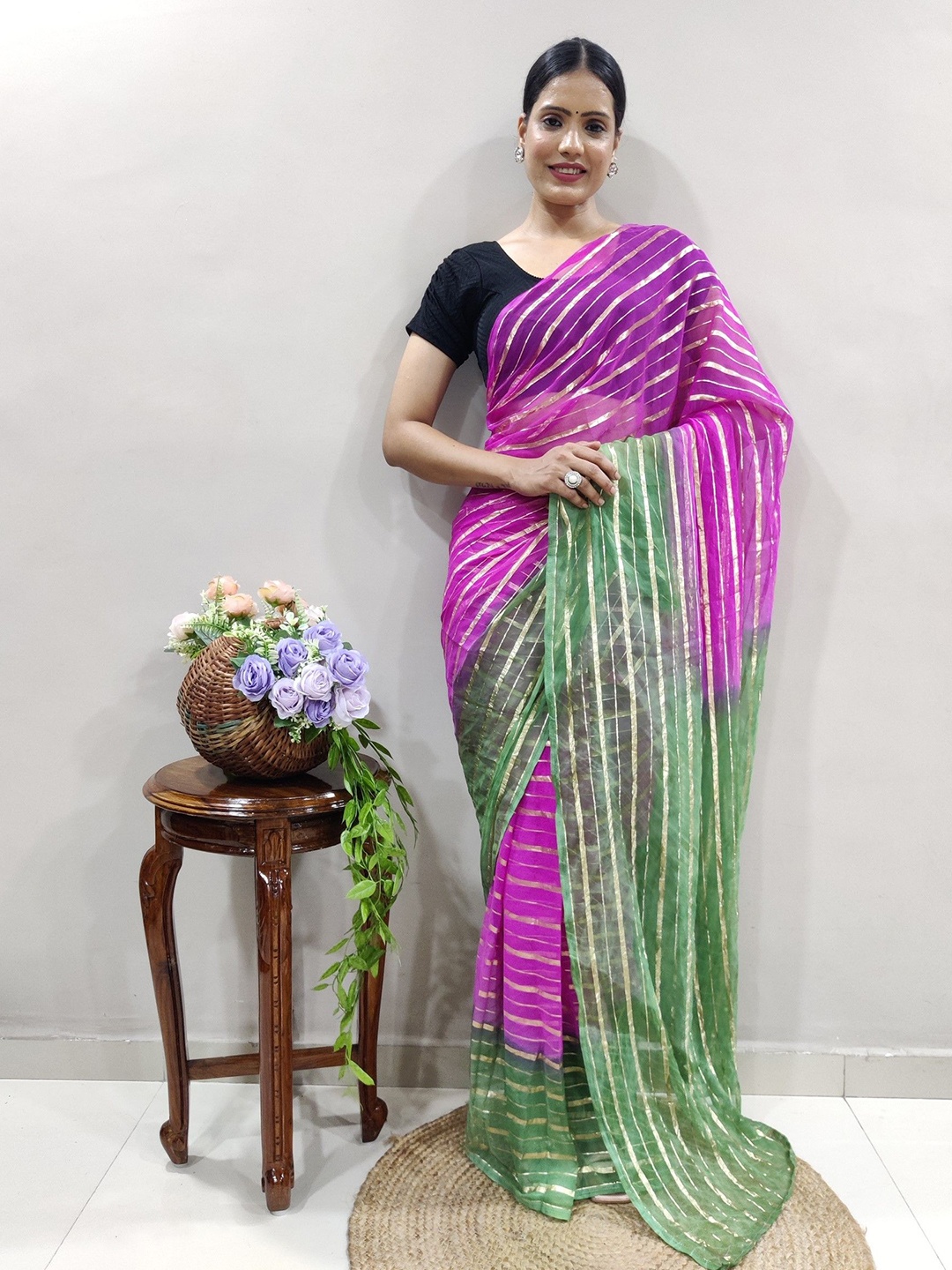 

Rangtulika Ethnics Woven Design Zari Organza Saree, Purple