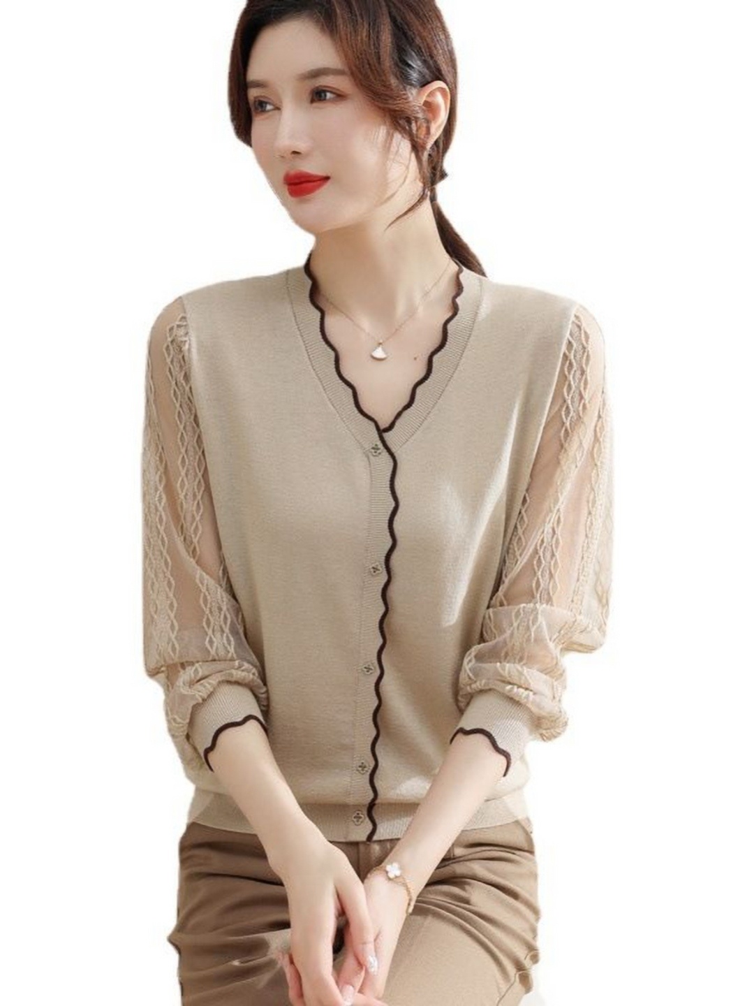 

StyleCast Women V-Neck T-shirt, Khaki