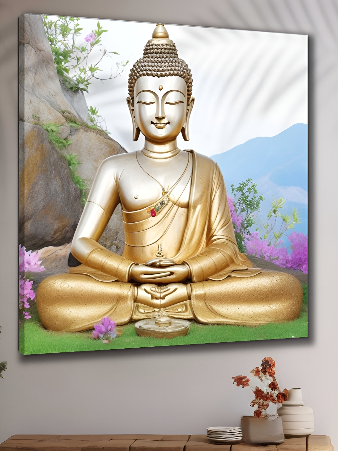 

Myntra Elegant Homes Gold-Toned & White 1 Piece Canvas Religious Wall Paintings