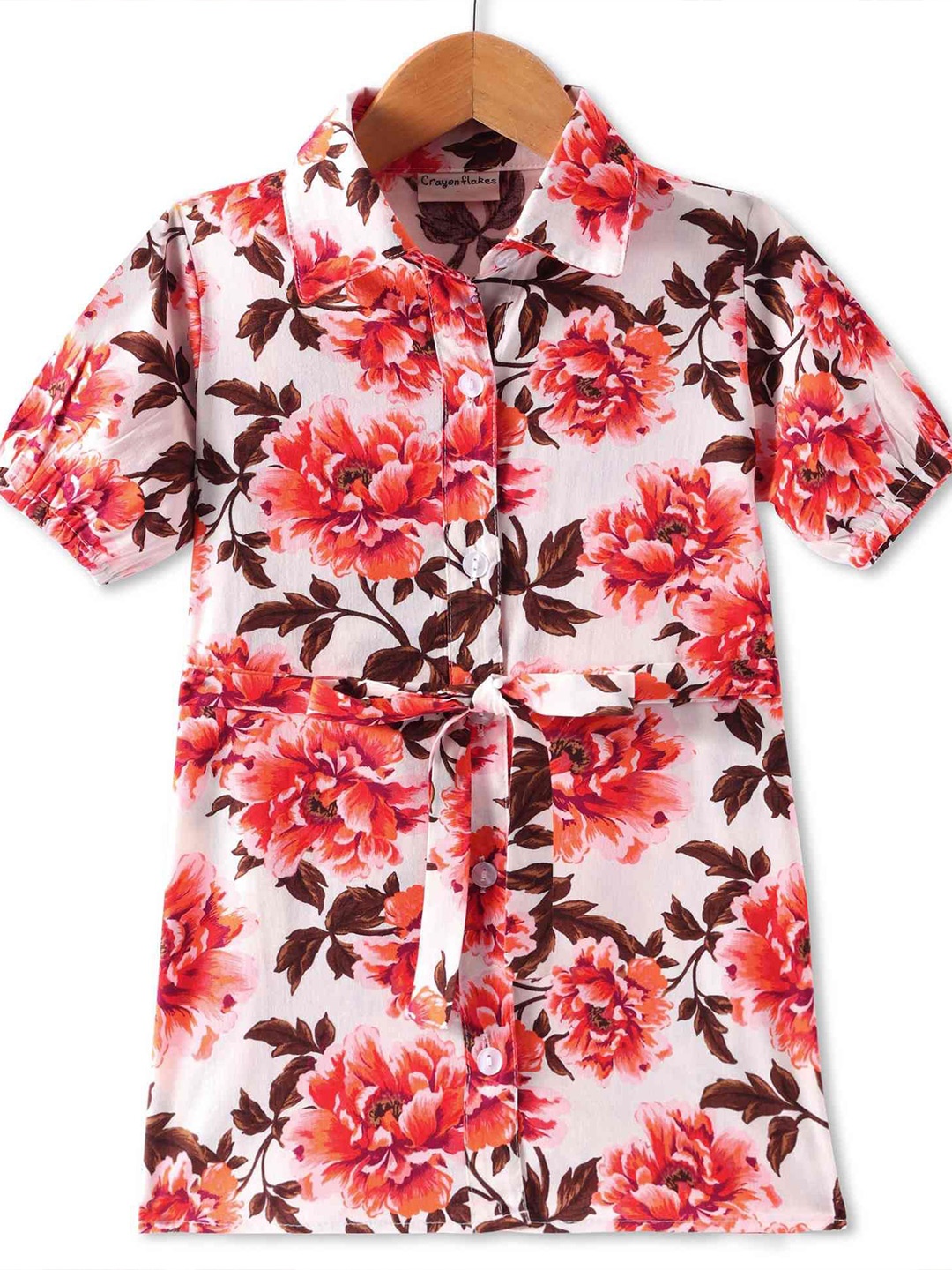 

CrayonFlakes Floral Print Shirt Dress, Off white