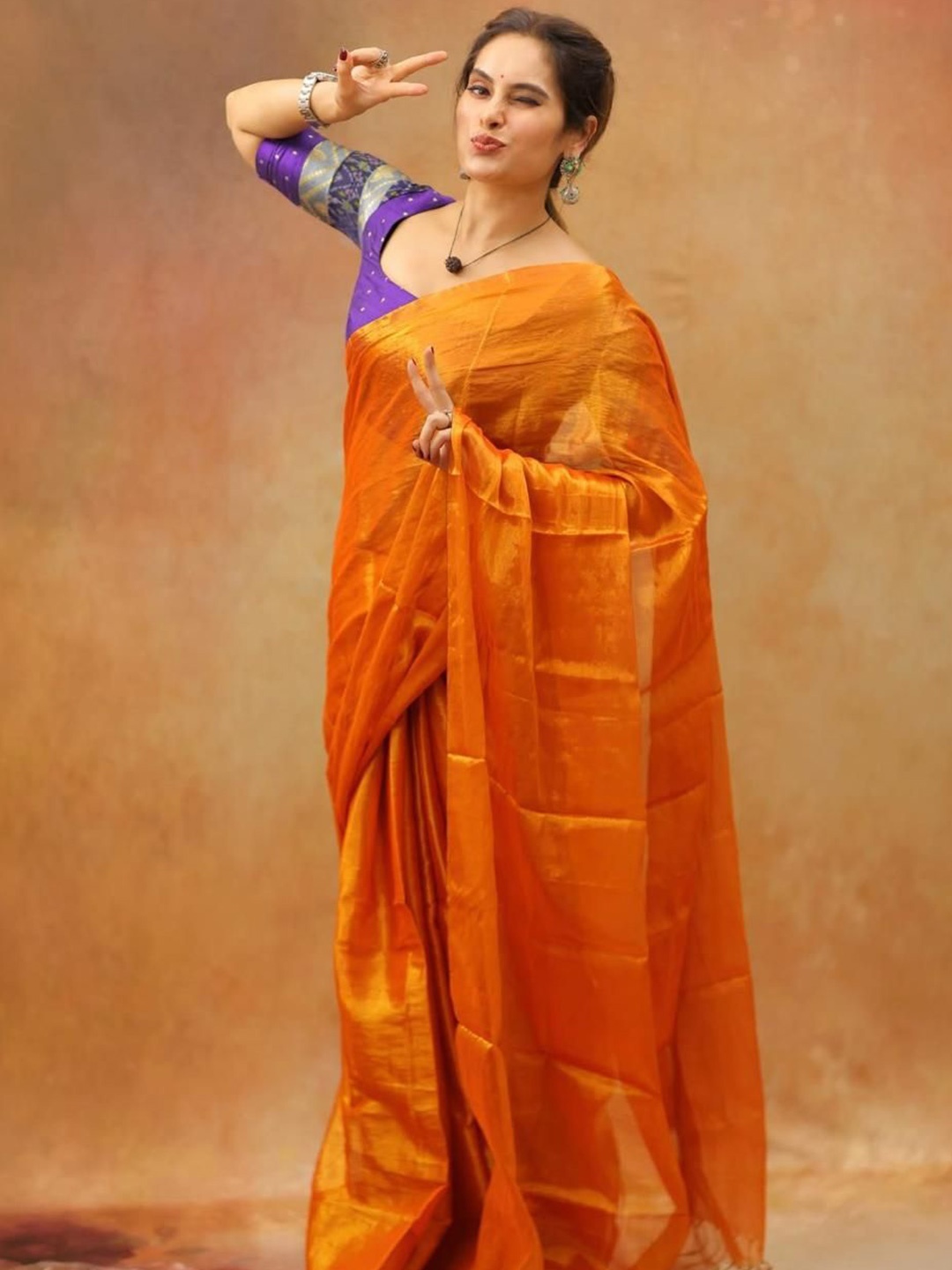 

SRILOK Tussar Saree, Orange