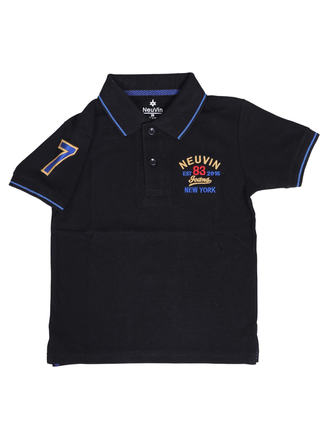 

NeuVin Boys Polo Collar Applique T-shirt, Black